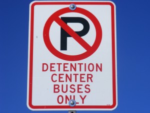 Detention Center Buses Only Sign by the Clark County Detention Center Building Downtown Las Vegas