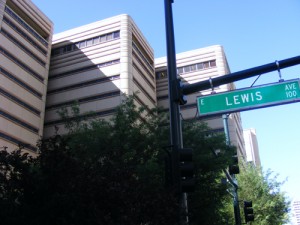 Lewis Avenue with a Side View Right of the Front Entrance of the Clark County Detention Center Downtown Las Vegas